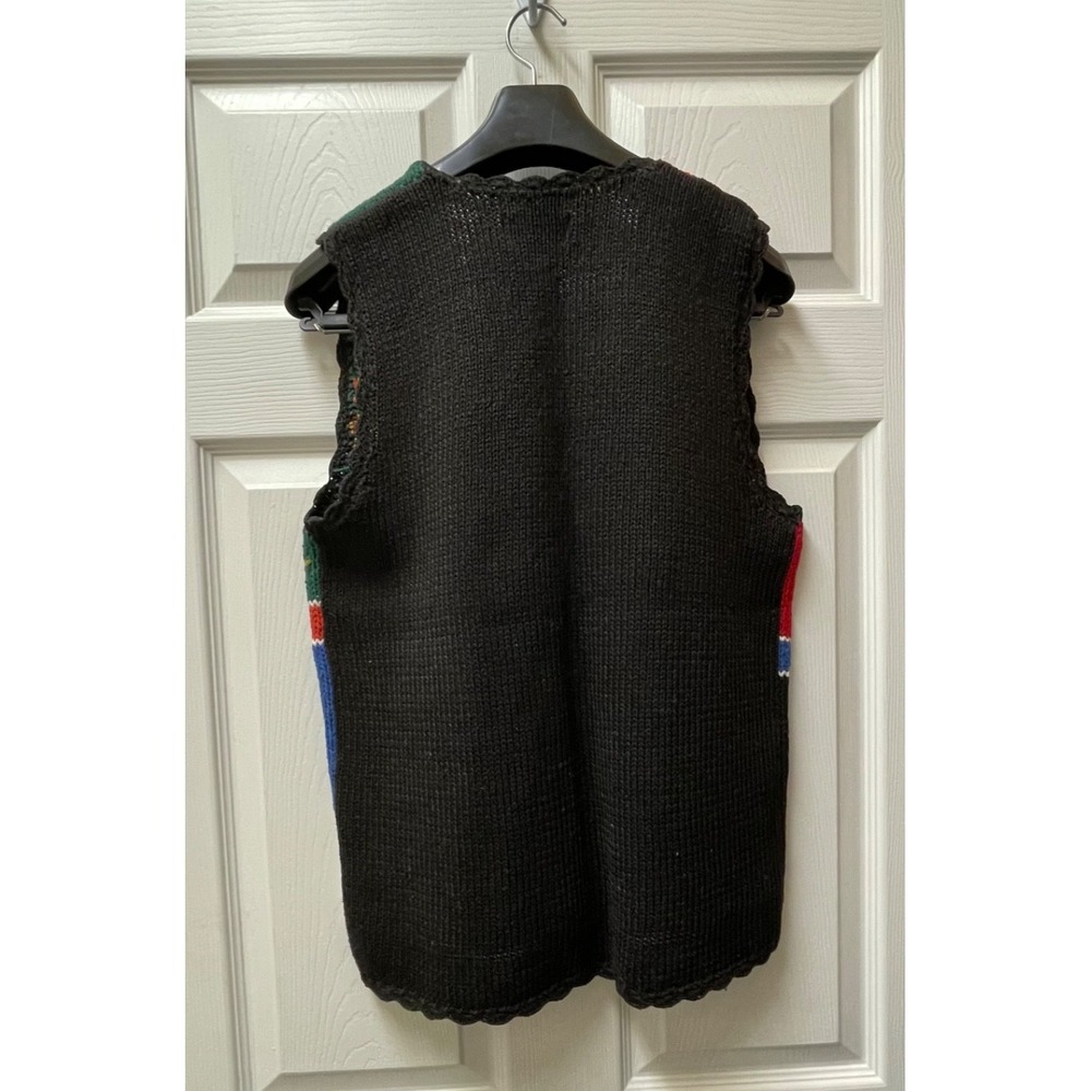 Vintage Erika Sweater Vest Women's Small Multicolor Holiday Hand Knit Ber Months - Picture 8 of 13